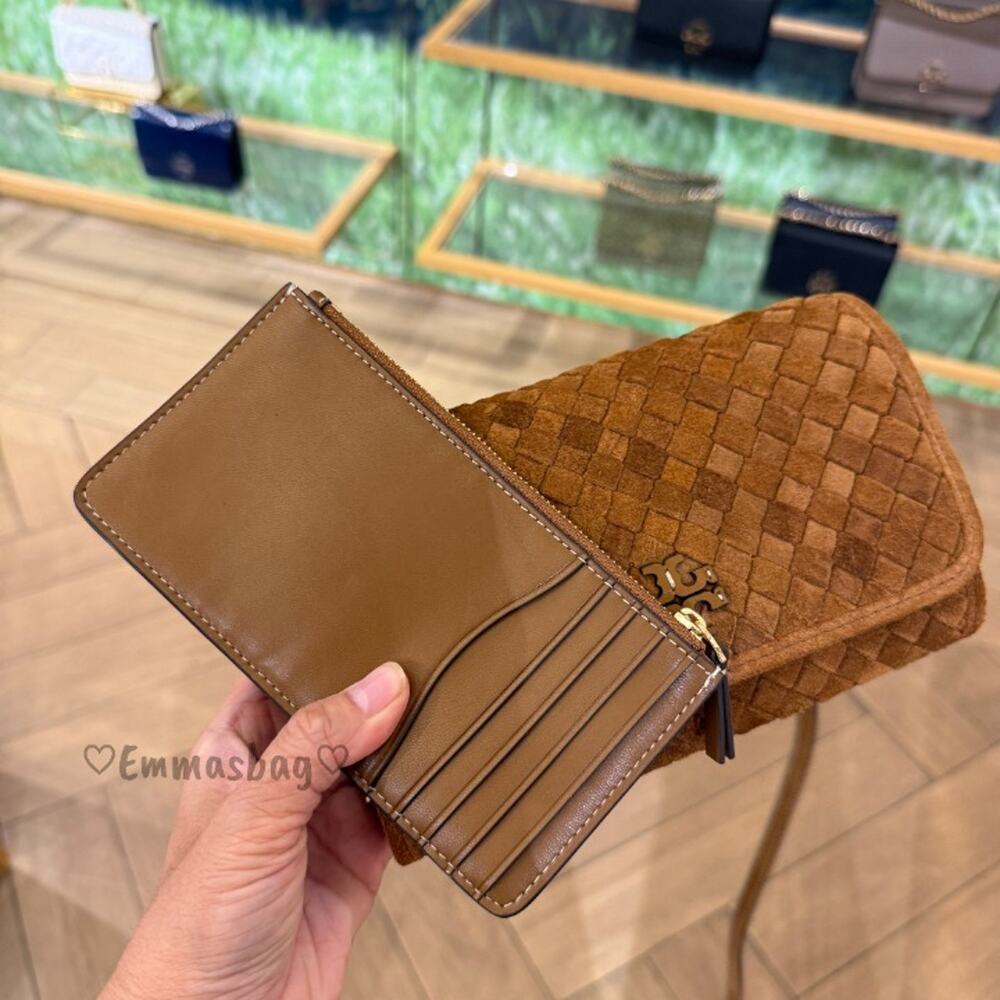 New‼️Tory Burch Thea Woven Flat Wallet Crossbody 175918 $595 - Picture 8 of 11